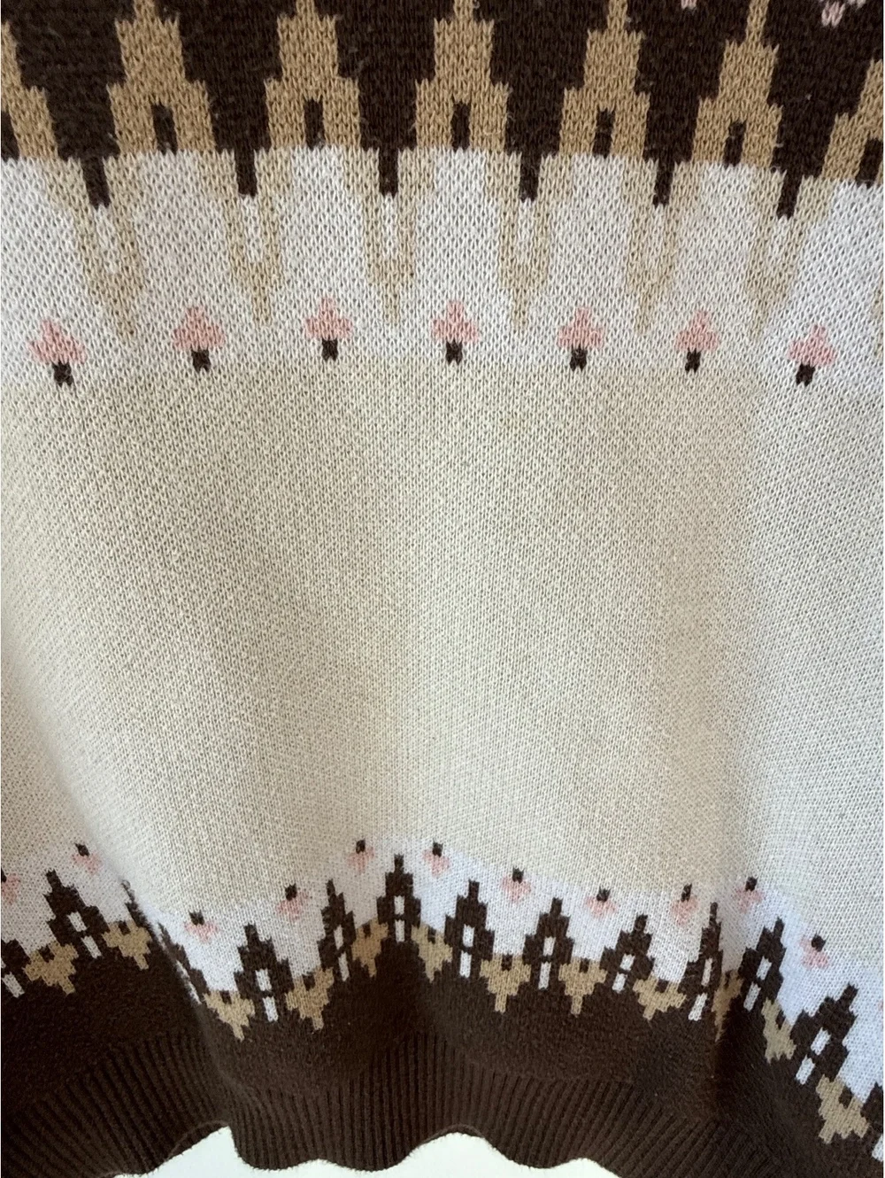Vans x Justin Henry Fair Isle Knit Sweater Mens Small Brown Crewneck Pullover